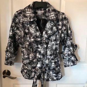 Luii Black and White Belted Jacket - Size L